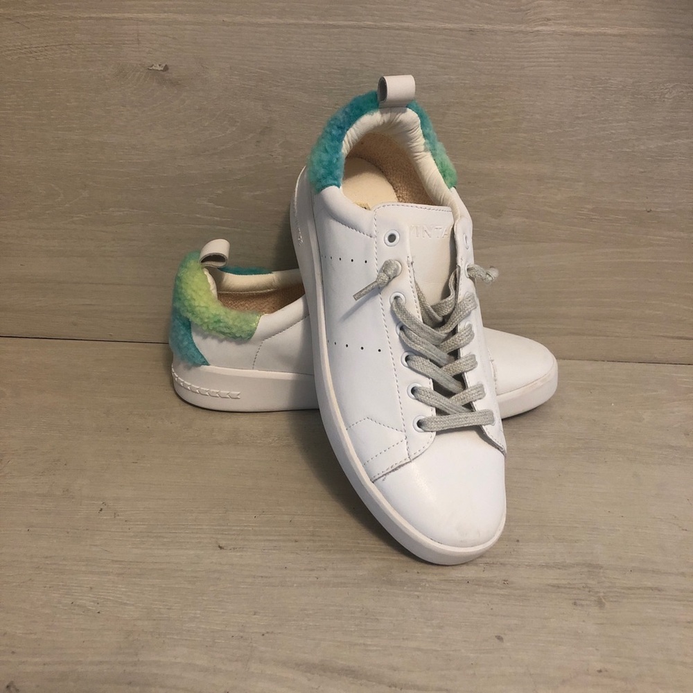 Women's Destiny Tie Dye Faux Fur White Sneakers Size 11